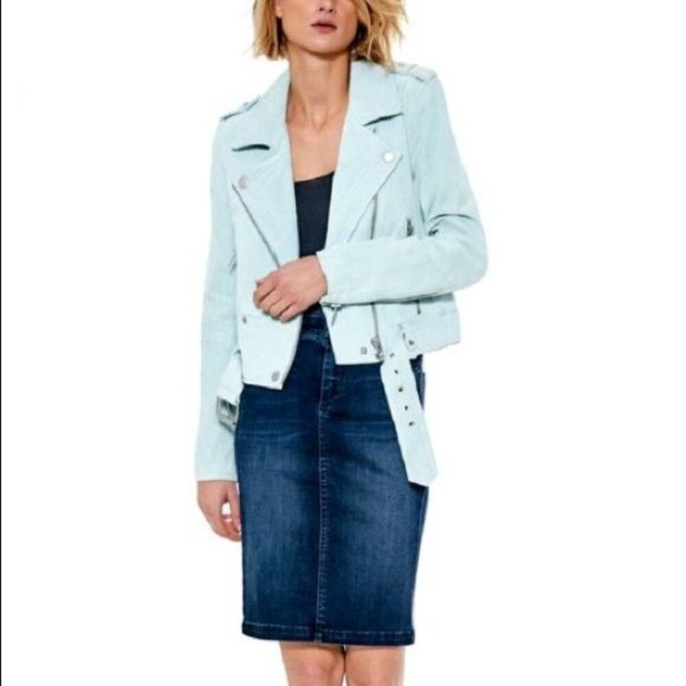 🆕BLANKNYC Suede Moto Jacket Basil (Mint) Medium - Picture 3 of 11